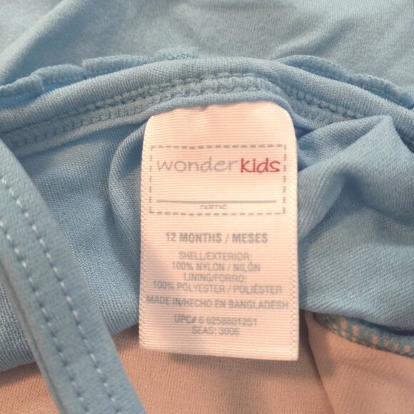 WonderKids Size 12 Months Infant Baby Girls Blue One Piece Swim Bathing suit NEW - Picture 4 of 5